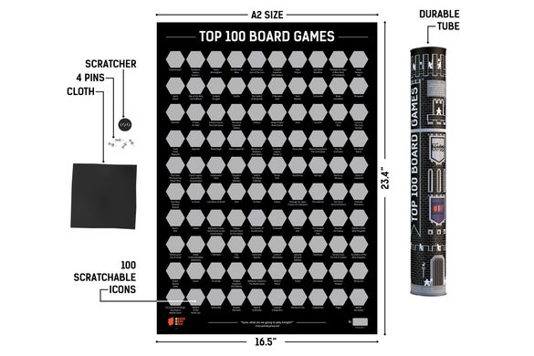 Скретч-постер Топ 100 настольных игр (Top 100 Board Games)