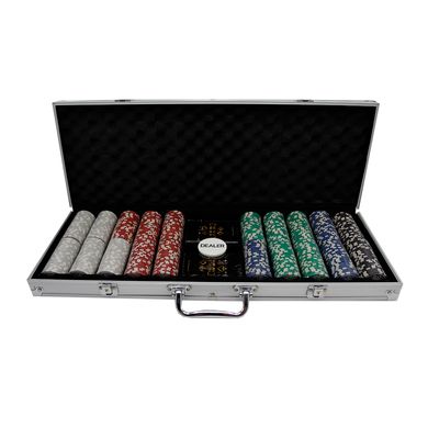 Фабрика Покеру: Набір з 500 фішок для покеру з номіналом у сріблястому кейсі