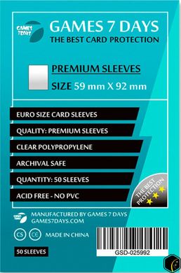 Протектори Games7Days (59 x 92 мм) Premium Euro Size