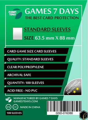 Протектори Games7Days (63.5 x 88 мм) Standard Card Game
