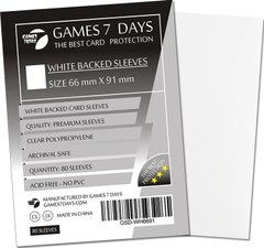 Протектори Games7Days (66 х 91 мм / 63.5x88 мм) White Premium MTG, 80 шт.