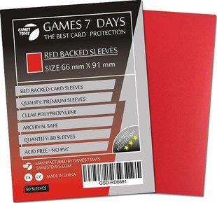 Протектори Games7Days (66 х 91 мм / 63.5x88 мм) Red Premium MTG, 80 шт.