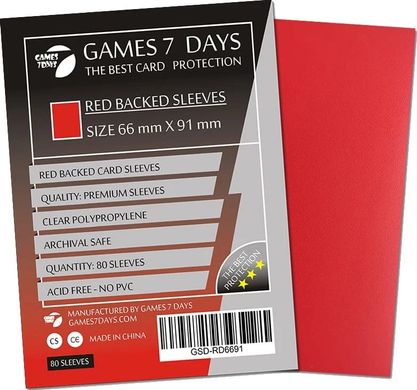 Протекторы Games7Days (66 х 91 мм / 63.5x88 мм) Red Premium MTG, 80 шт.