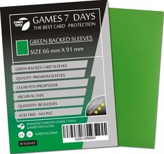 Протектори Games7Days (66 х 91 мм / 63.5x88 мм) Green Premium MTG, 80 шт.