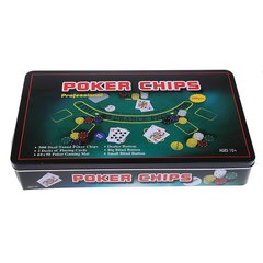 Покерний набір на 300 фішок без номіналу + сукно (бляшана коробка)
