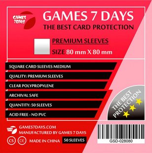 Протектори Games7Days (80 x 80 мм) Premium Square, 50шт.