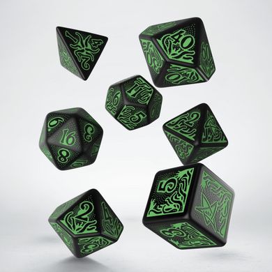 Набор кубиков Call of Cthulhu 7th Edition Black & Green Dice Set (7)