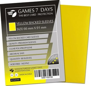 Протектори Games7Days (66 х 91 мм / 63.5x88 мм) Yellow Premium MTG, 80 шт.