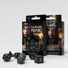 Набор кубиков Classic Runic Black & Green Dice Set (7)